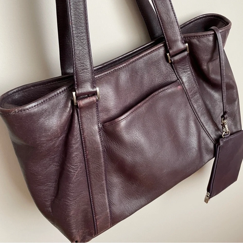 Tumi Purple Leather Tote Bag
